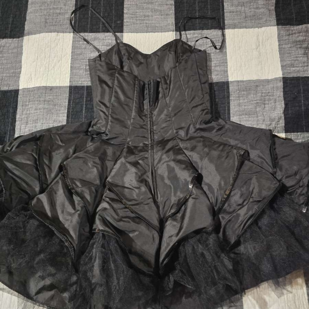 Masquerade Black Satin Dress